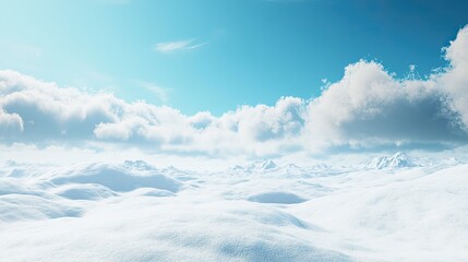 Fototapeta premium A pristine snow-covered landscape with space for text in the sky, perfect for advertising a winter-themed product.