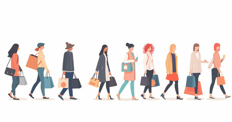 Fototapeta premium Illustration of individuals enjoying Black Friday shopping.