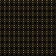Abstract geometric pattern with crosses, stripes, lines. Seamless vector background. Black and gold ornament. Modern reticulated graphic design.