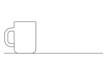 Coffee mug continuous one line drawing. Isolated on white background vector illustration