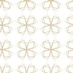 Abstract geometric pattern with crosses stripes lines Seamless vector background White and gold ornament Modern reticulated graphic design