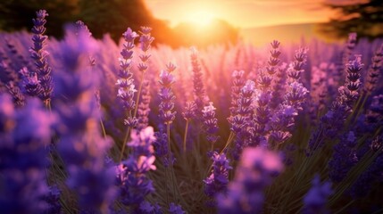 Obraz premium lavender field at sunset