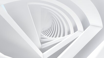 Naklejka premium Abstract architecture background white spiral tunnel 3d render