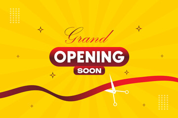 Grand opening soon poster, sale banner design template vector.