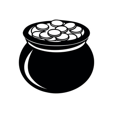 recommend clip art: 
                    pot of gold coins, black outline illustration, icon, object isolated on white background
