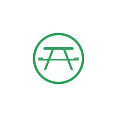 Camping and picnic table icon isolated on transparent background