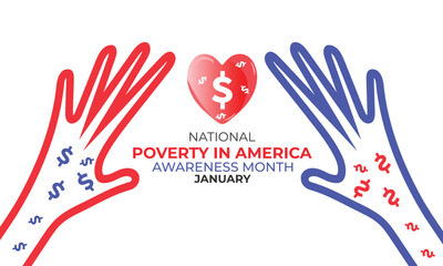 Obraz premium National poverty in America awareness month. background, banner, card, poster, template. Vector illustration.