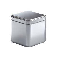 Metallic square container with a lid. transparent background