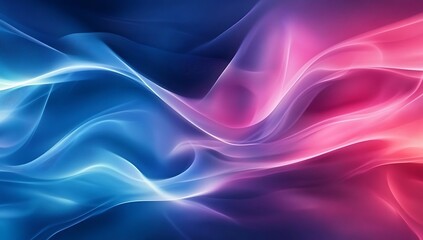 Abstract background with blue and pink wavy lines.