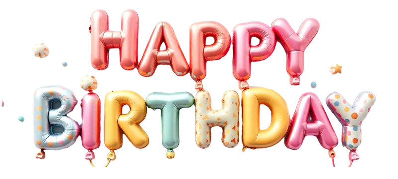 Happy birthday text effect word lettering made of transparent background