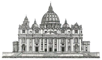 Obraz premium PNG Architectural drawing of iconic basilica