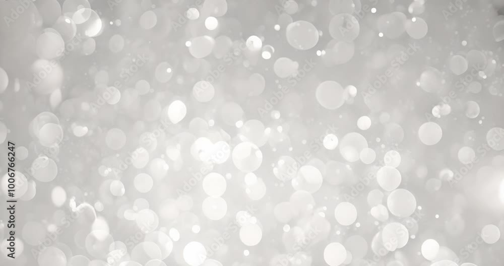 Poster bokeh light circles animating over soft gray background