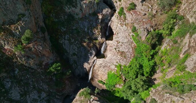 Shot of tripple waterfall in Sardinia, Italy