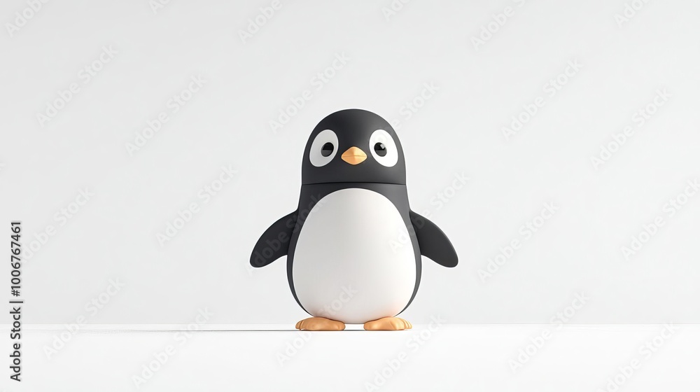 Poster adorable 3d penguin in tuxedo pattern standing on ice charming and simplistic design