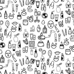 beauty makeup cosmetics seamless pattern background for web and mobile apps