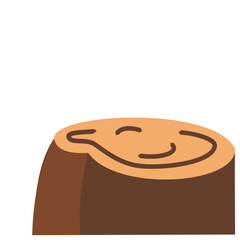 Isolated slice of brown tree on a white background, a tree that was cut down to its trunk. Design element illustration with a nature theme