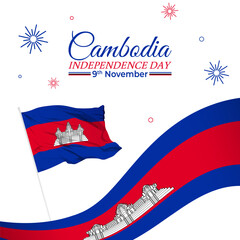 Vector illustration of Cambodia Independence Day social media template