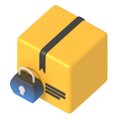 Delivery protection with padlock isometric style