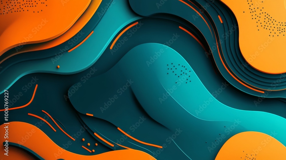 Aufkleber this abstract image exhibits flowing orange and teal elements, creating a vivid and harmonious visua