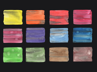 Colorful watercolor rectangle isolated over the white background