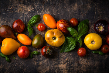 Assortment of different color tomatoes
