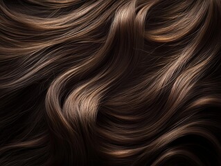 Naklejka premium Close-up of long, wavy brown hair.