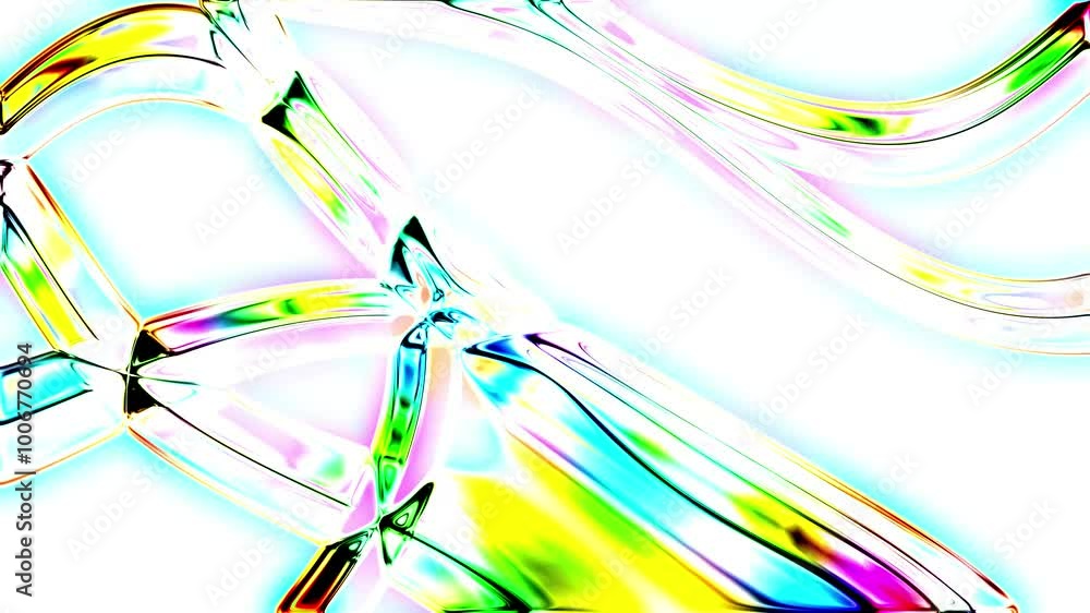Poster animation of mesmerizing abstract visual with vibrant neon-like colors and fluid shapes that intertw