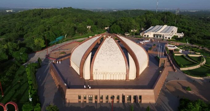 Aerial Pullback Reveals Pakistani National Monument in Islamabad, Pakistan