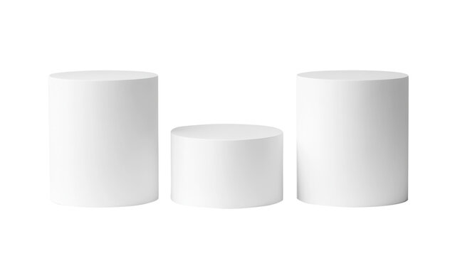 PNG Cylinder pedestal podiums white minimalist background.