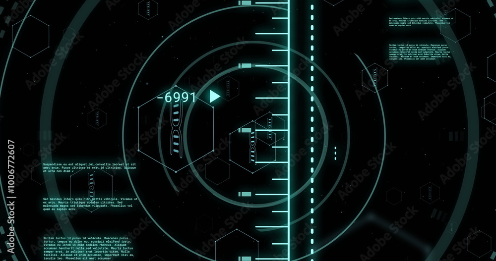 Poster image of scopes and scientific data processing over black background