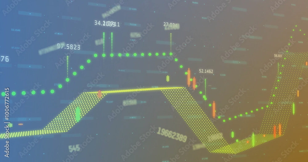 Poster Image of data processing over diagrams on blue background