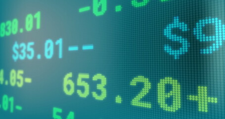 Image of stock market on blue background