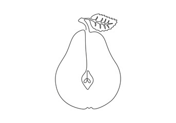 Pear continuous one line drawing. Isolated on white background vector illustration