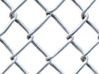 Fototapeta premium Close-up view of a chain-link fence with open background. transparent background