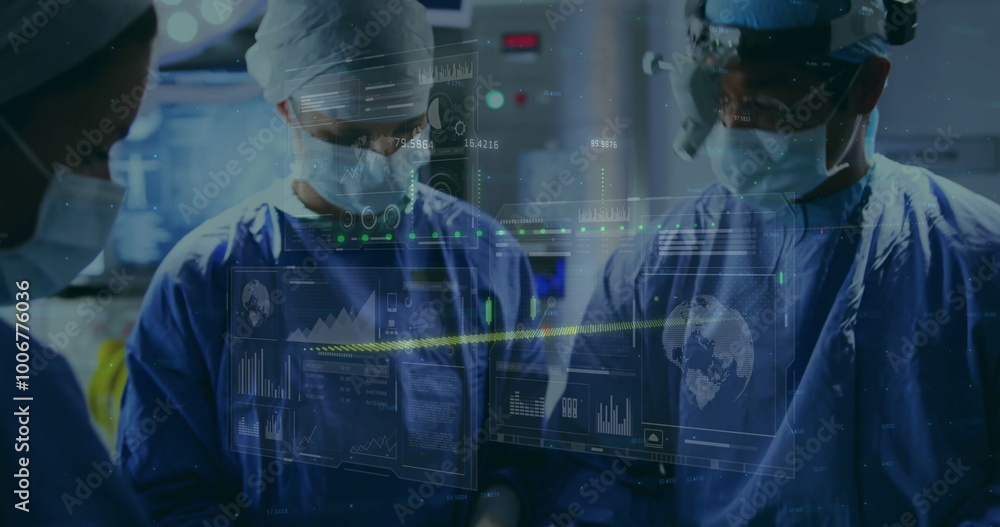 Aufkleber image of statistics and data processing over diverse surgeons