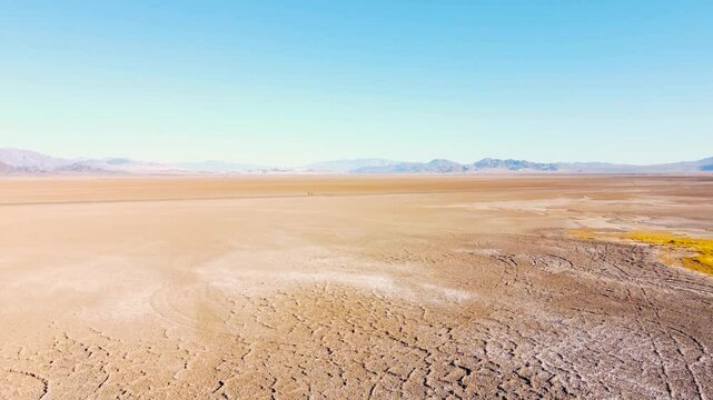 Sunny summer day Nevada dry lake bed drone
