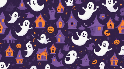 Fun Halloween Patterns with Ghosts and Haunted Houses
