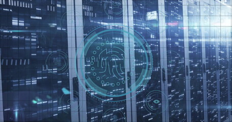 Image of data protection and digital data processing over computer servers