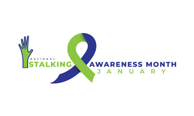 National Stalking awareness month. background, banner, card, poster, template. Vector illustration.