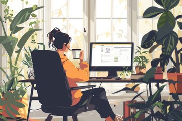 Fototapeta premium A person typing away on their computer, perfect for business or office scenes