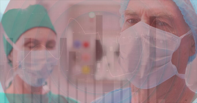 Image of statistics and data processing over diverse surgeons