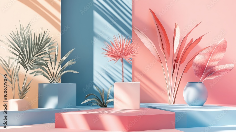 Poster modern vector background collection in cinematic light displayed on soft pastel background with dyna