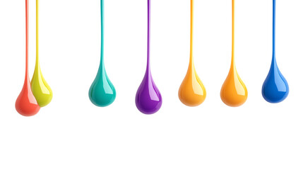 Colorful paint drops isolated on a white background. transparent background