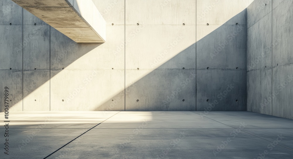 Poster modern concrete architecture with minimalist design featuring sharp lines and natural light in an em