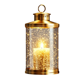 Sparkling Luminaria with Flickering Light on White Background