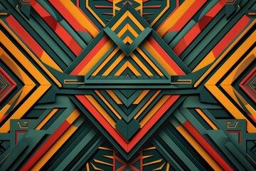 A vibrant design featuring intricate geometric patterns and lines