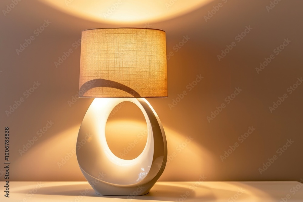 Poster a simple lamp placed on a table, suitable for use in various settings such as offices or homes