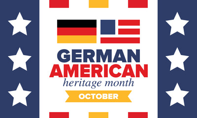 German-American Heritage Month. Happy holiday celebrate annual in October. Germany and United States flag. Culture month. Patriotic design. Poster, card, banner, template. Vector illustration