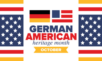 German-American Heritage Month. Happy holiday celebrate annual in October. Germany and United States flag. Culture month. Patriotic design. Poster, card, banner, template. Vector illustration
