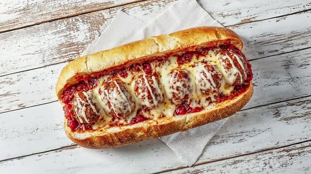 Delicious Meatball Sub with Melted Cheese and Marinara Sauce